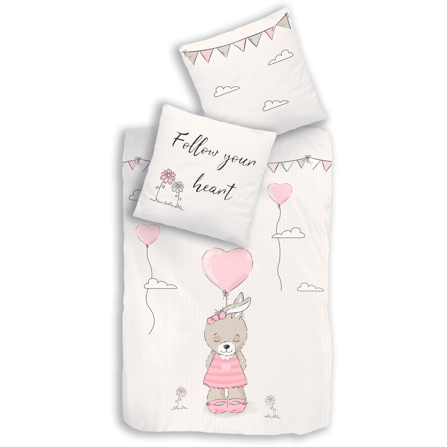 termana Bettwäsche Kinder-Bettwäsche Mädchen und Jungen, 80x80 + 135x200 Hase