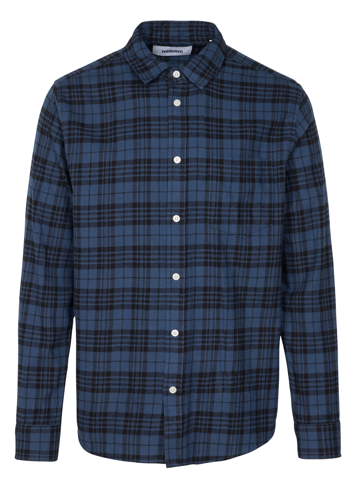 TERNO - Chemise col classique en coton bio à carreaux | Bleu