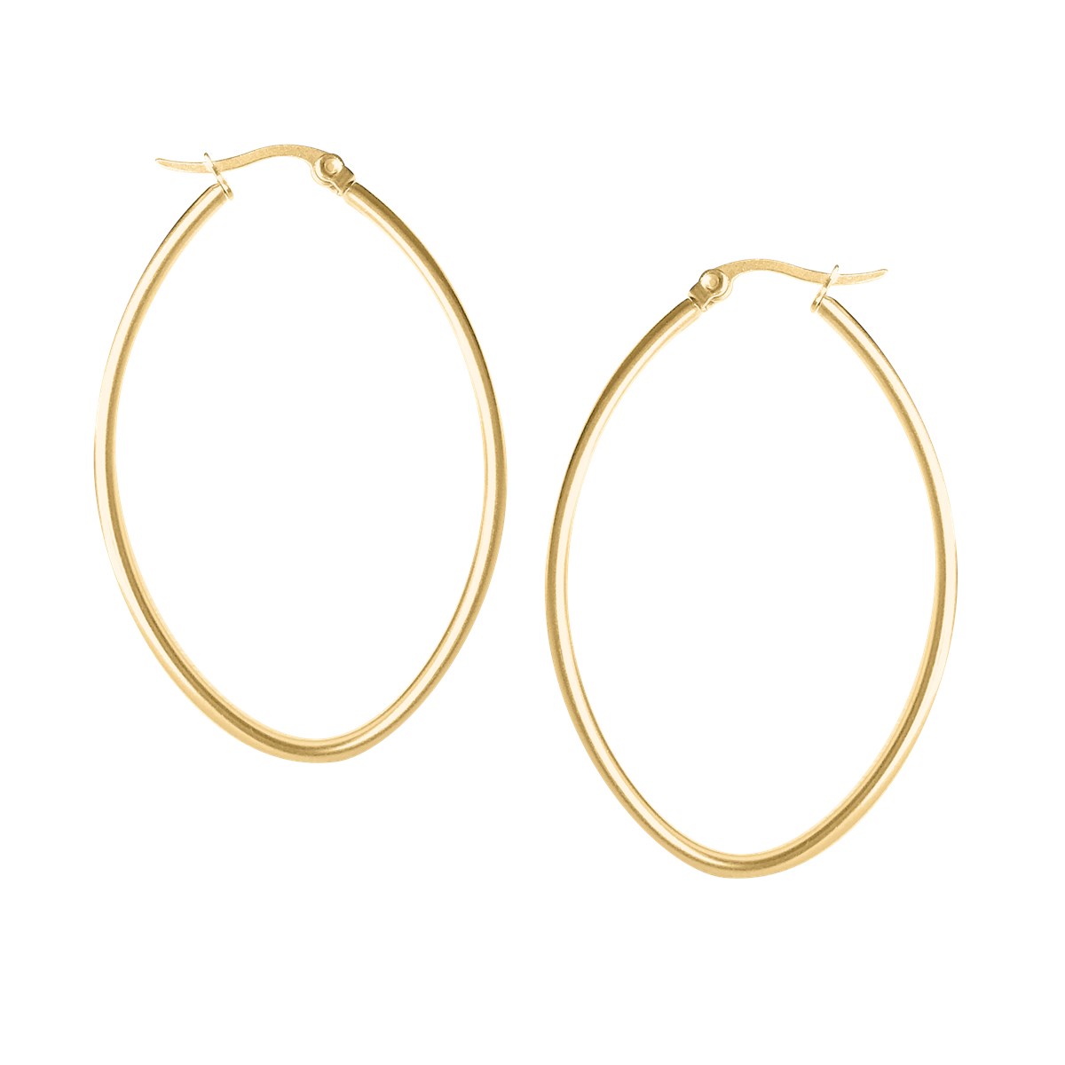 Boucles d'oreilles créoles ovale acier plaqué jaune 3,5 cm