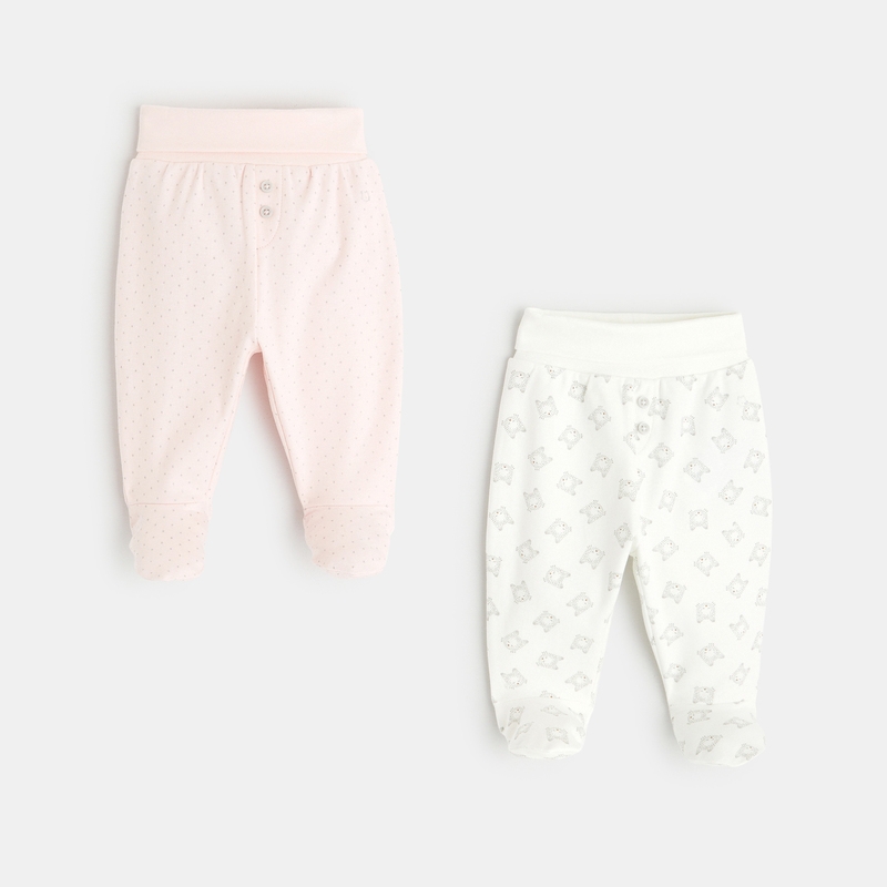 Pantalon à pieds jersey (lot de 2) rose naissance