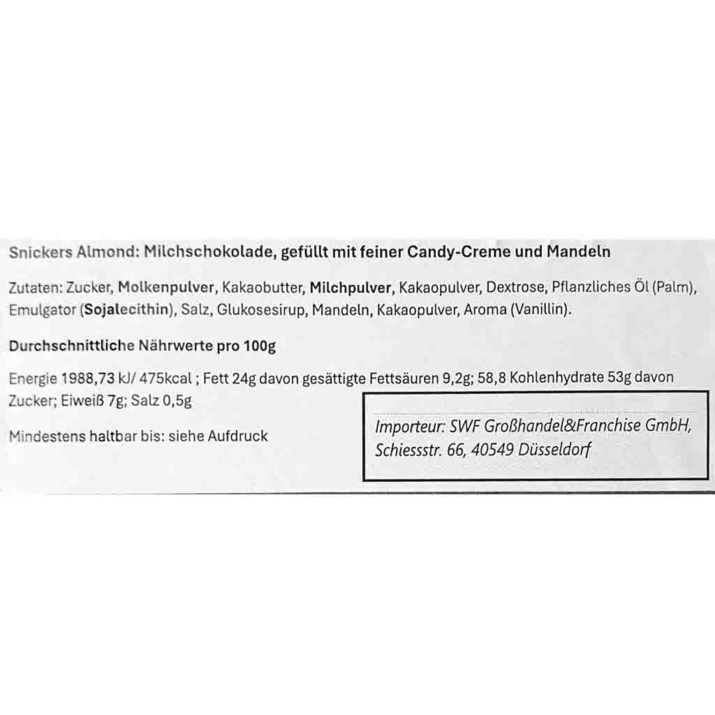 Snickers Almond Schokoladenriegel 45g MHD:29.1.25