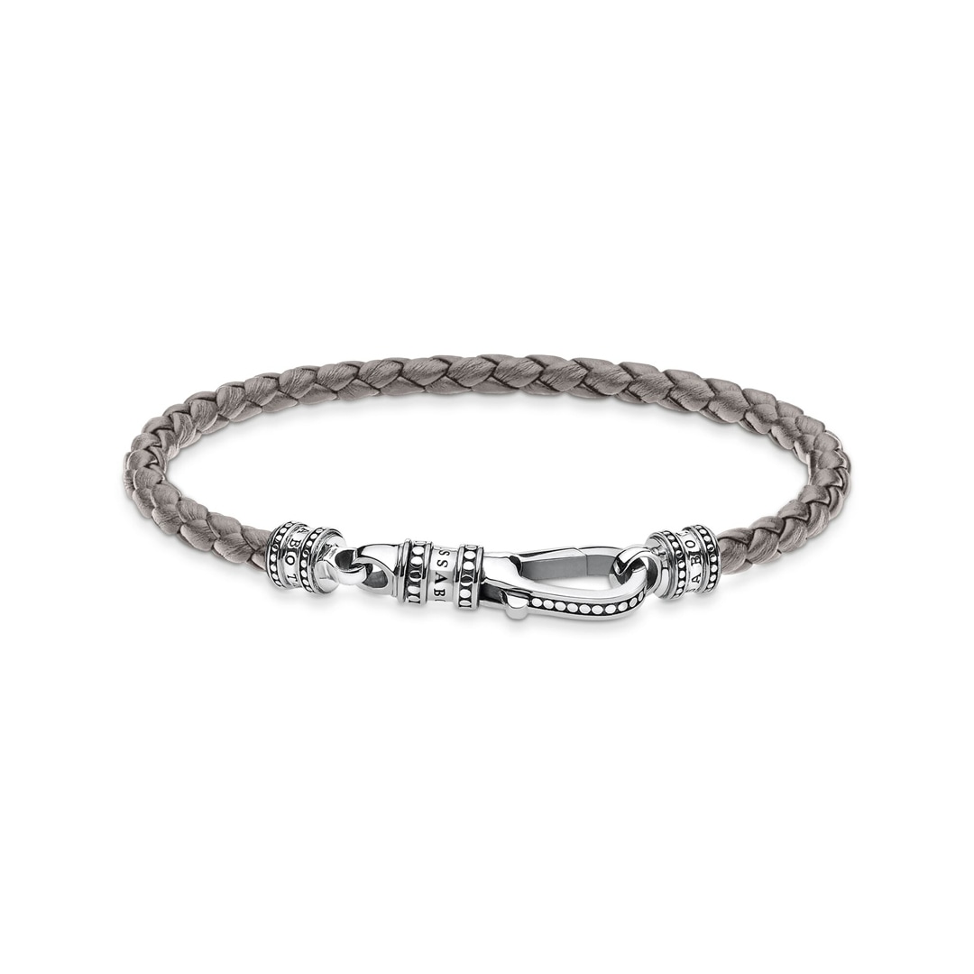 Thomas Sabo Sterling Silver Rebel at Heart Lederarmband grau