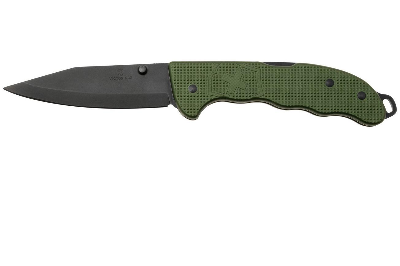 Victorinox Evoke 0.9425.DS24 Olive Green Alox, Clip Point Black Coating, zakmes