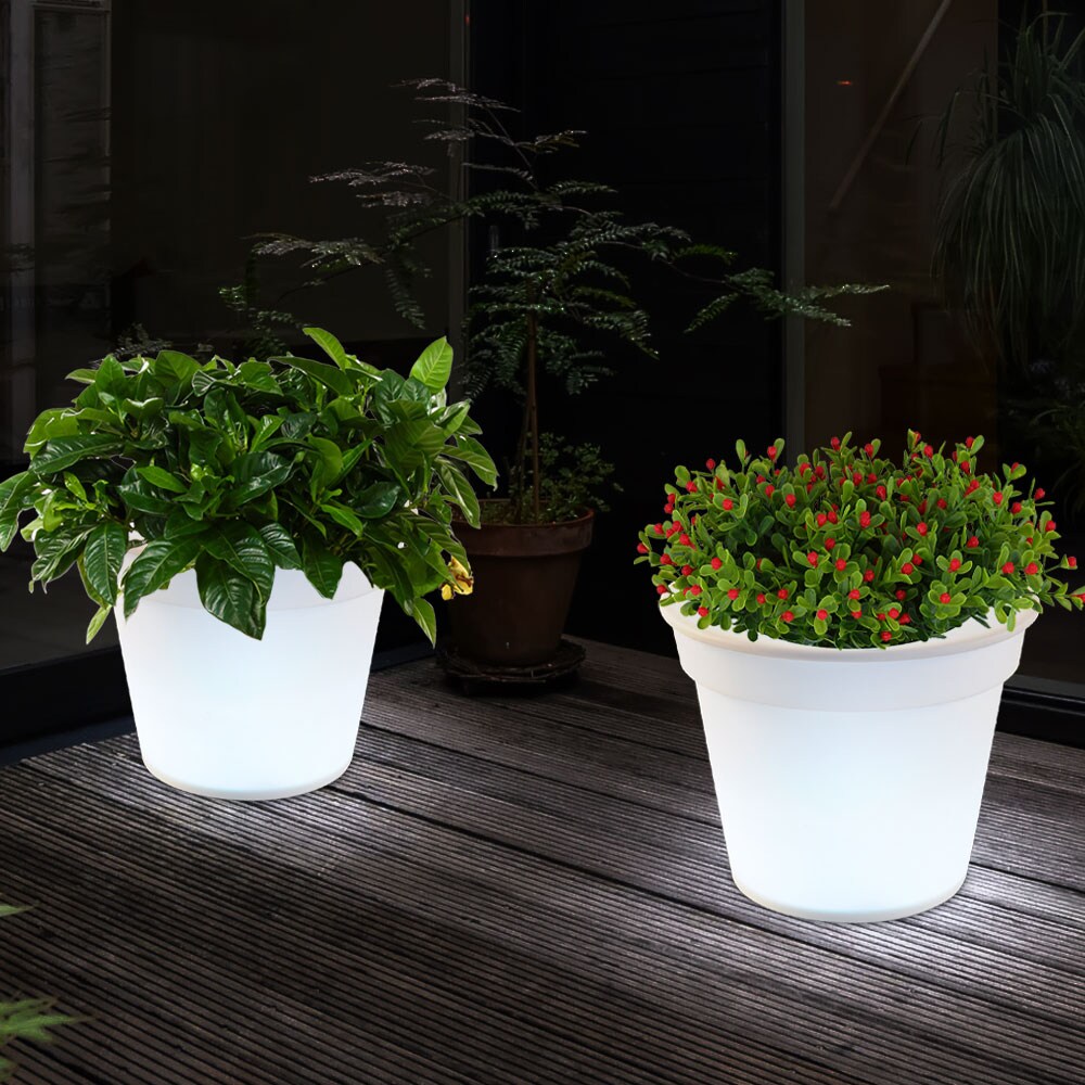 4er Set LED Solarleuchte, Blumentopf, Kugel, weiß