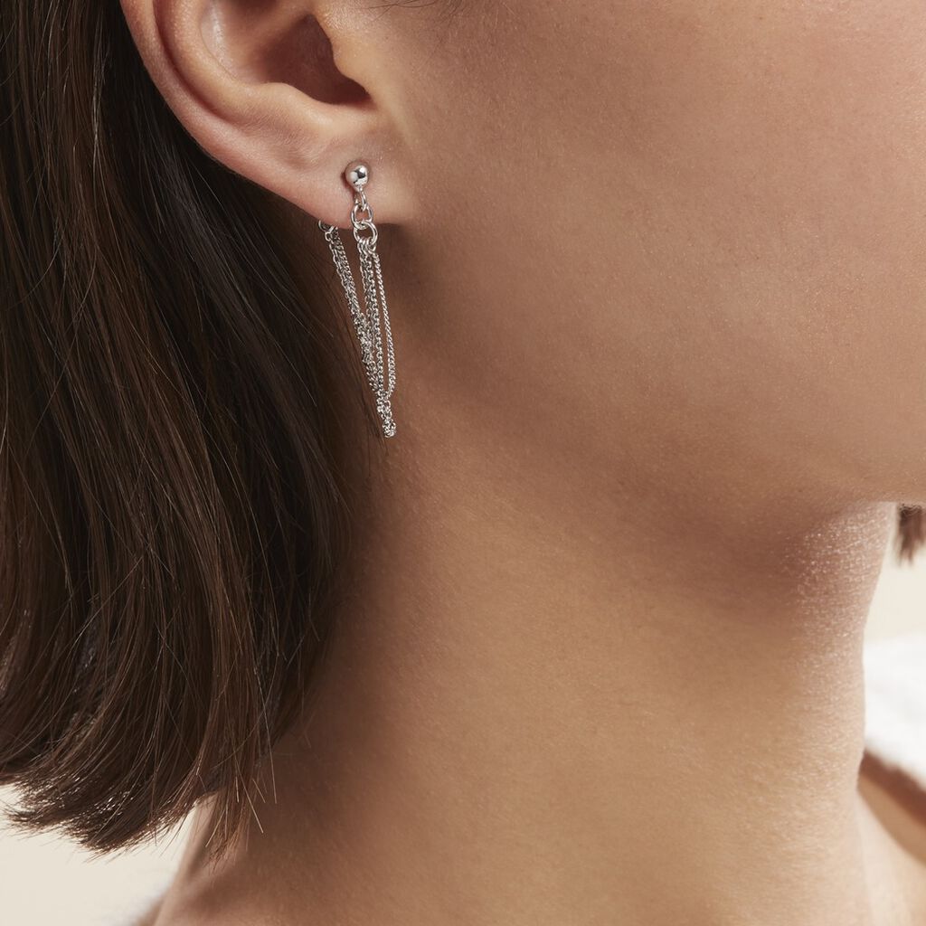 Boucles D'oreilles Pendantes Argent Blanc Novia