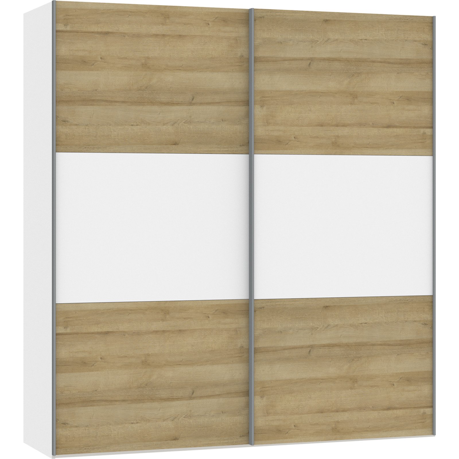Schwebetürenschrank Schweizer 105 Eiche Natur weiss