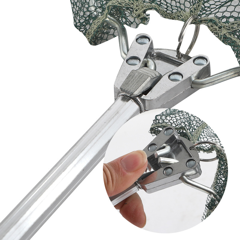 (110-210cm) Faltbarer Angel Kescher Teleskop Fischernetz - Silber / Grün