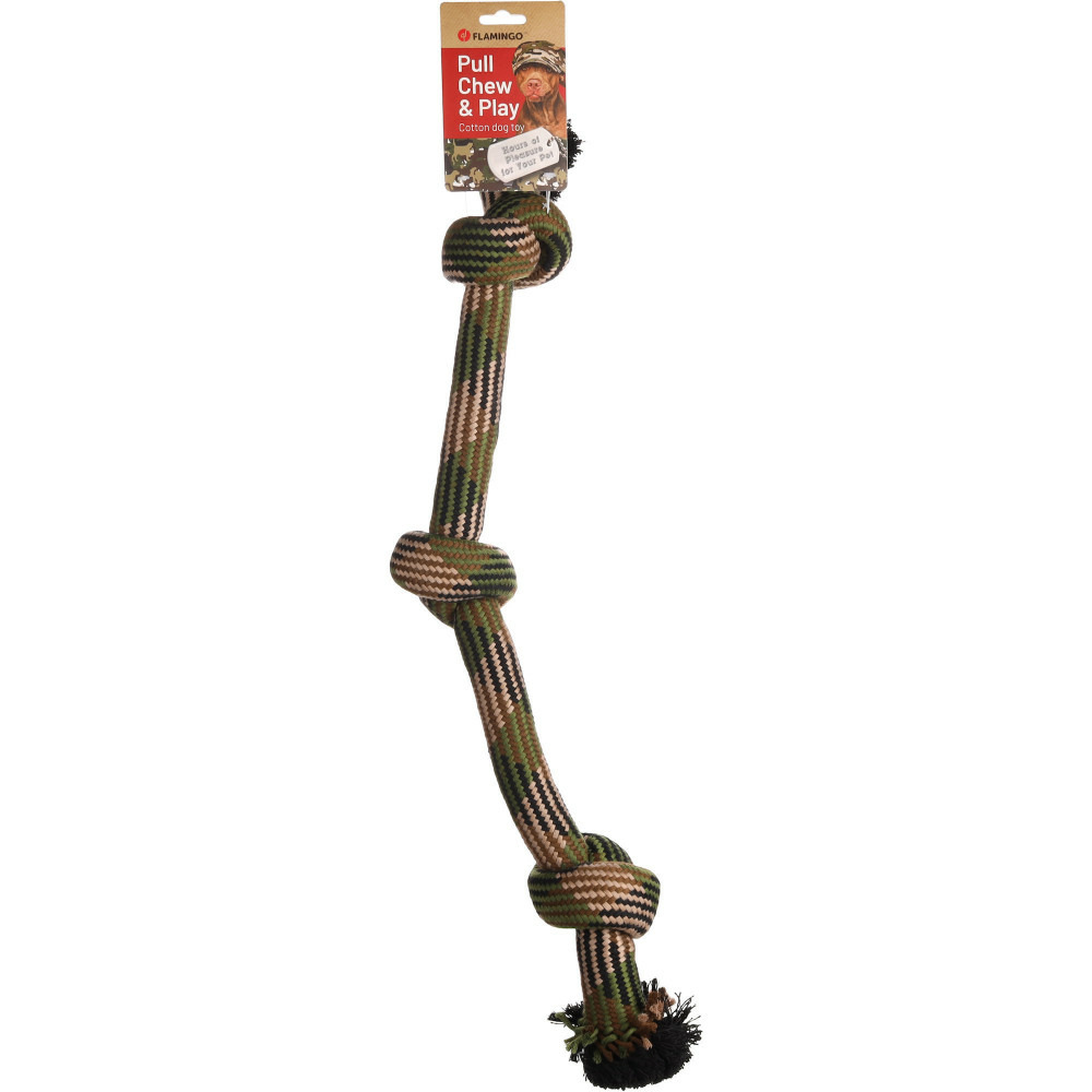 Jouet corde avec 3 nœuds camouflage ø 10.5 x 70 cm pour chien