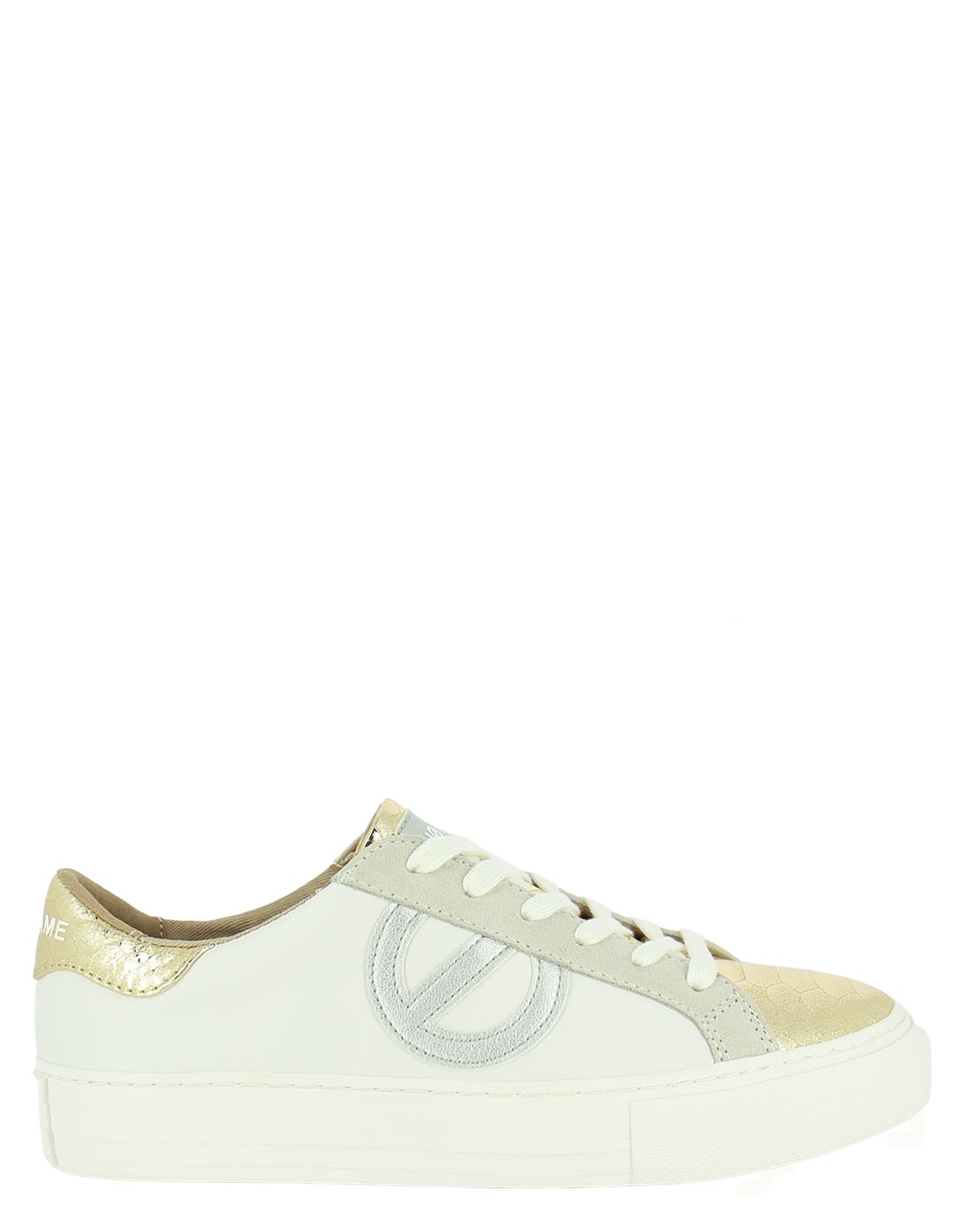 no name baskets de ville femme arcade side cuir blanc/or