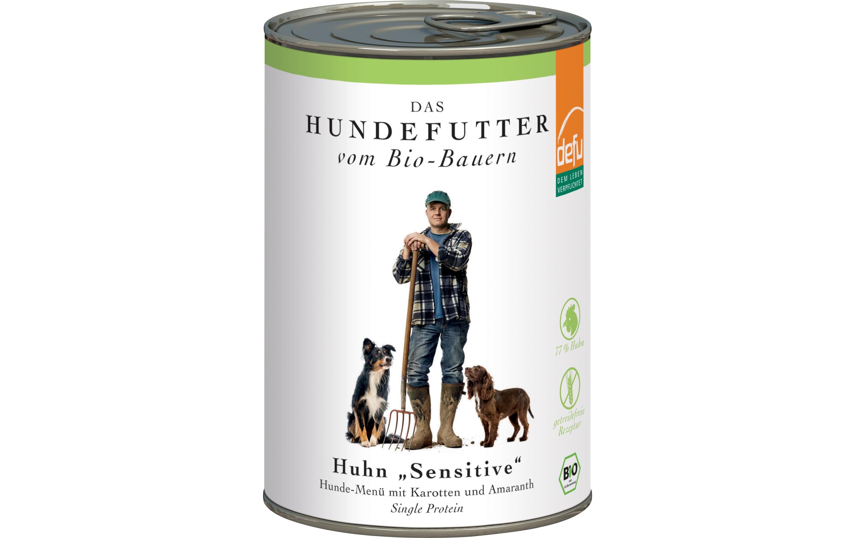 Nassfutter Menü Sensitiv Bio Huhn, 410 gAlleinfuttermittel für ausgewachsene Hunde