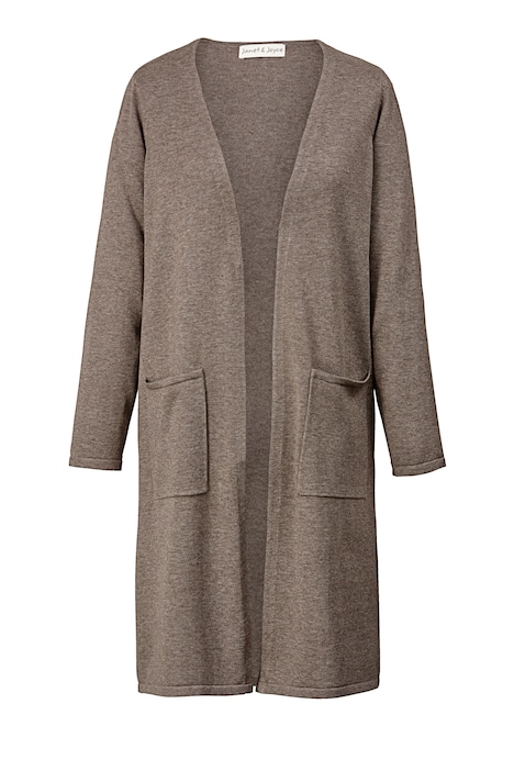 Long-Strickjacke, Classic Fit, offene Form, Langarm