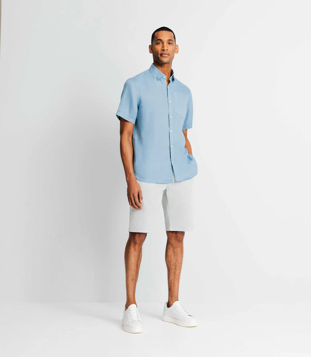 Chemise casual en lin indigo