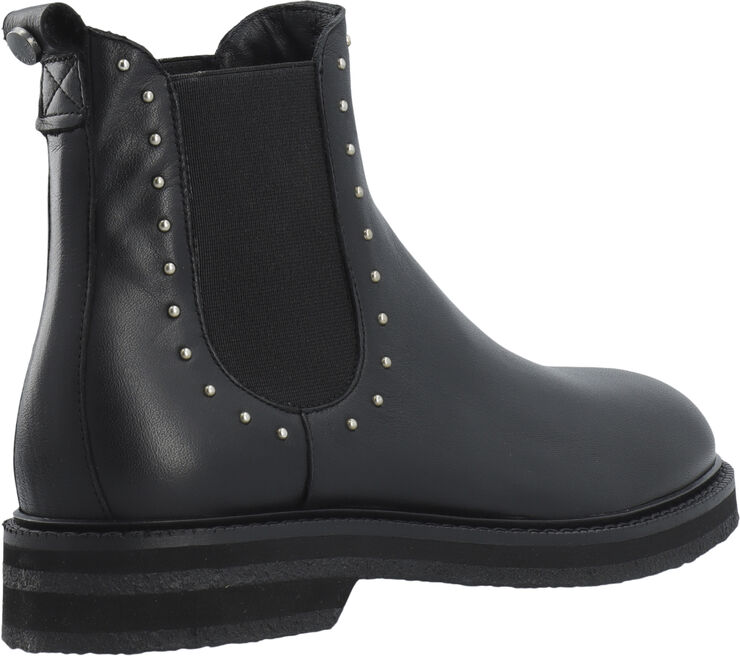 Cashott CASBETTY Chelsea Boot W. Rivets Leather Black