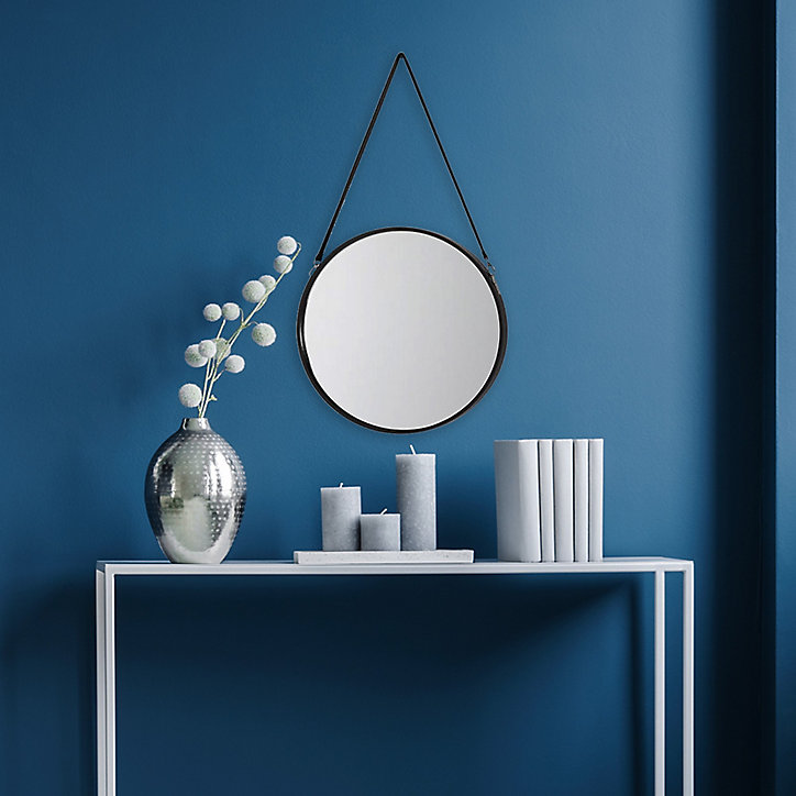 Miroir rond à lanière Ø50 x ep.3 cm noir