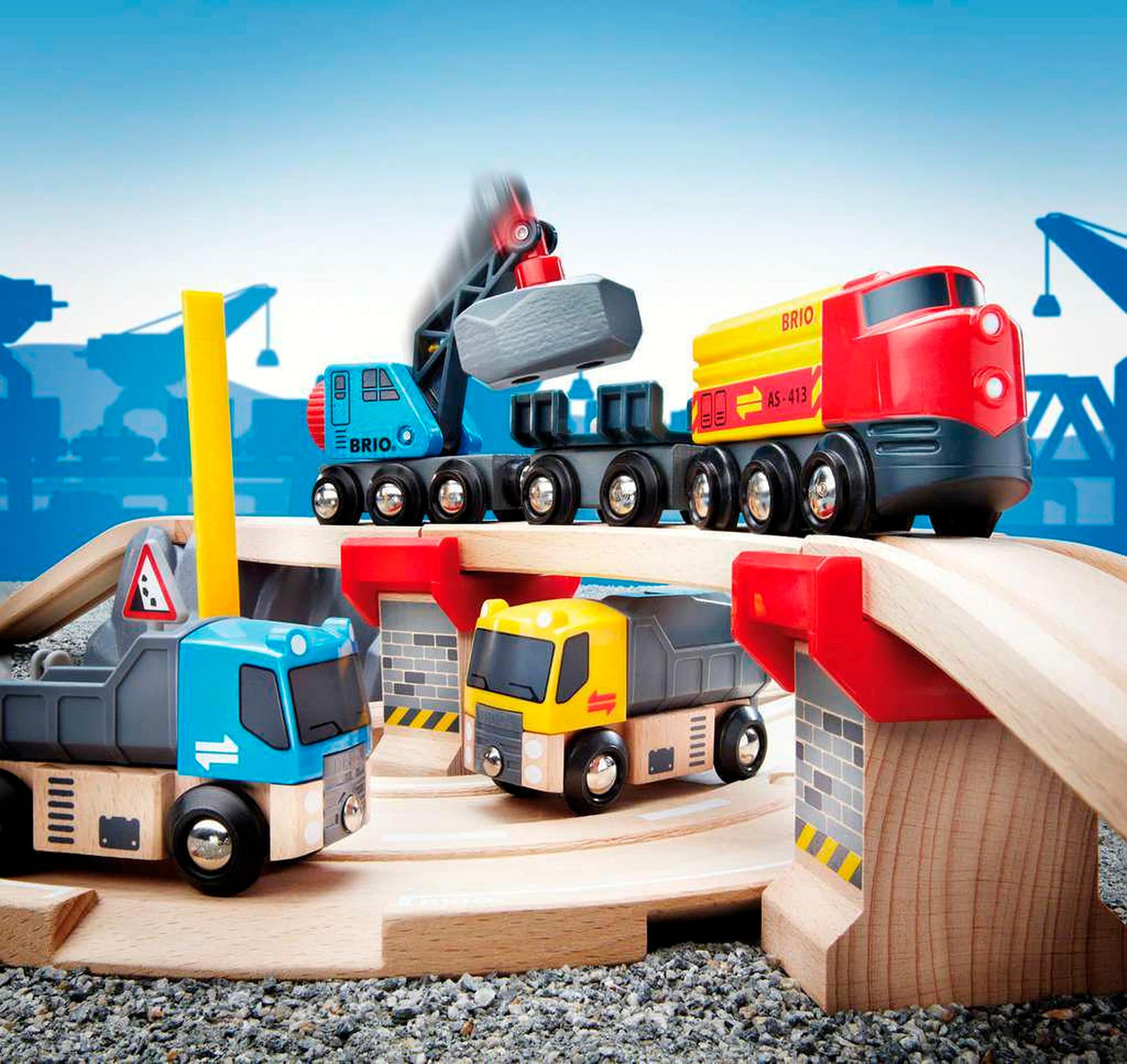 BRIO Steinverlade Set, Straßen & Schienen