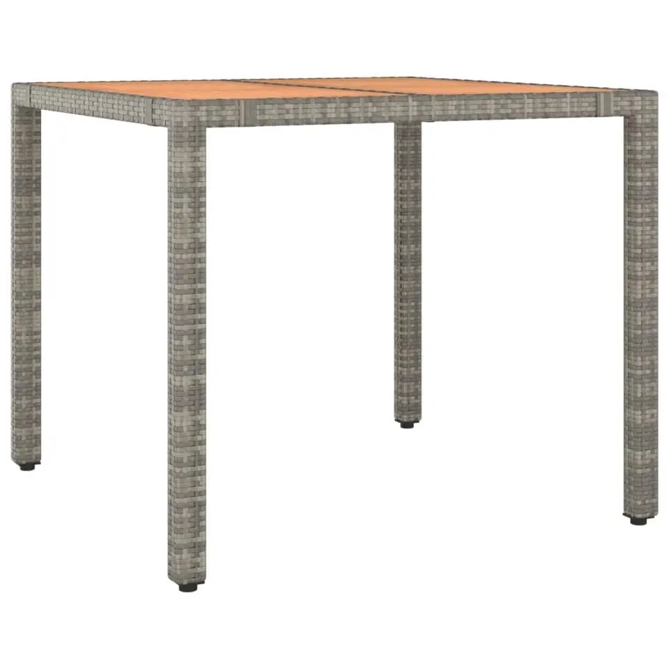 vidaXL - Tuintafel Met Houten Blad - Grijs - Poly rattan en acaciahout