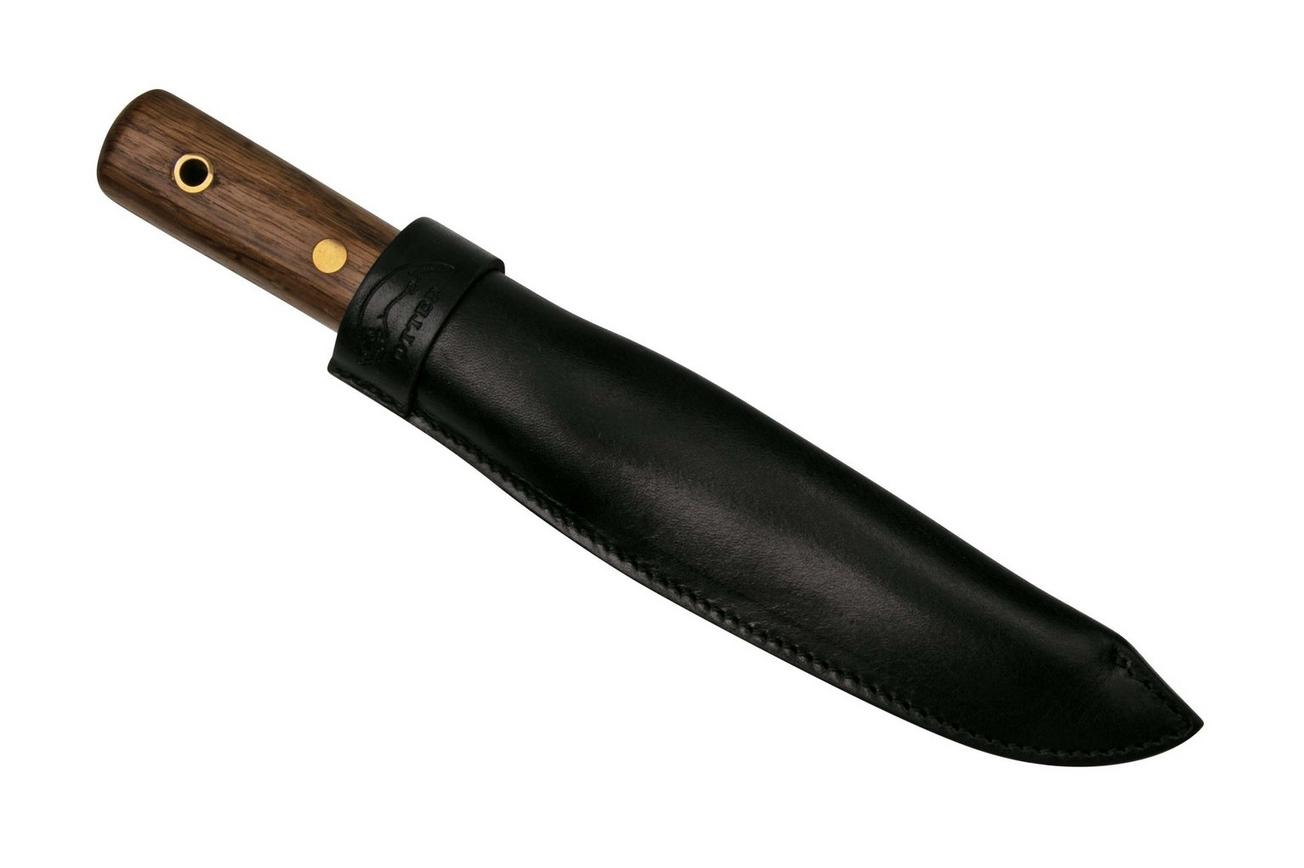 Otter Sailor and Boat Knife 901R, Stainless, Smoked Oak, Leather Sheath, vaststaand mes