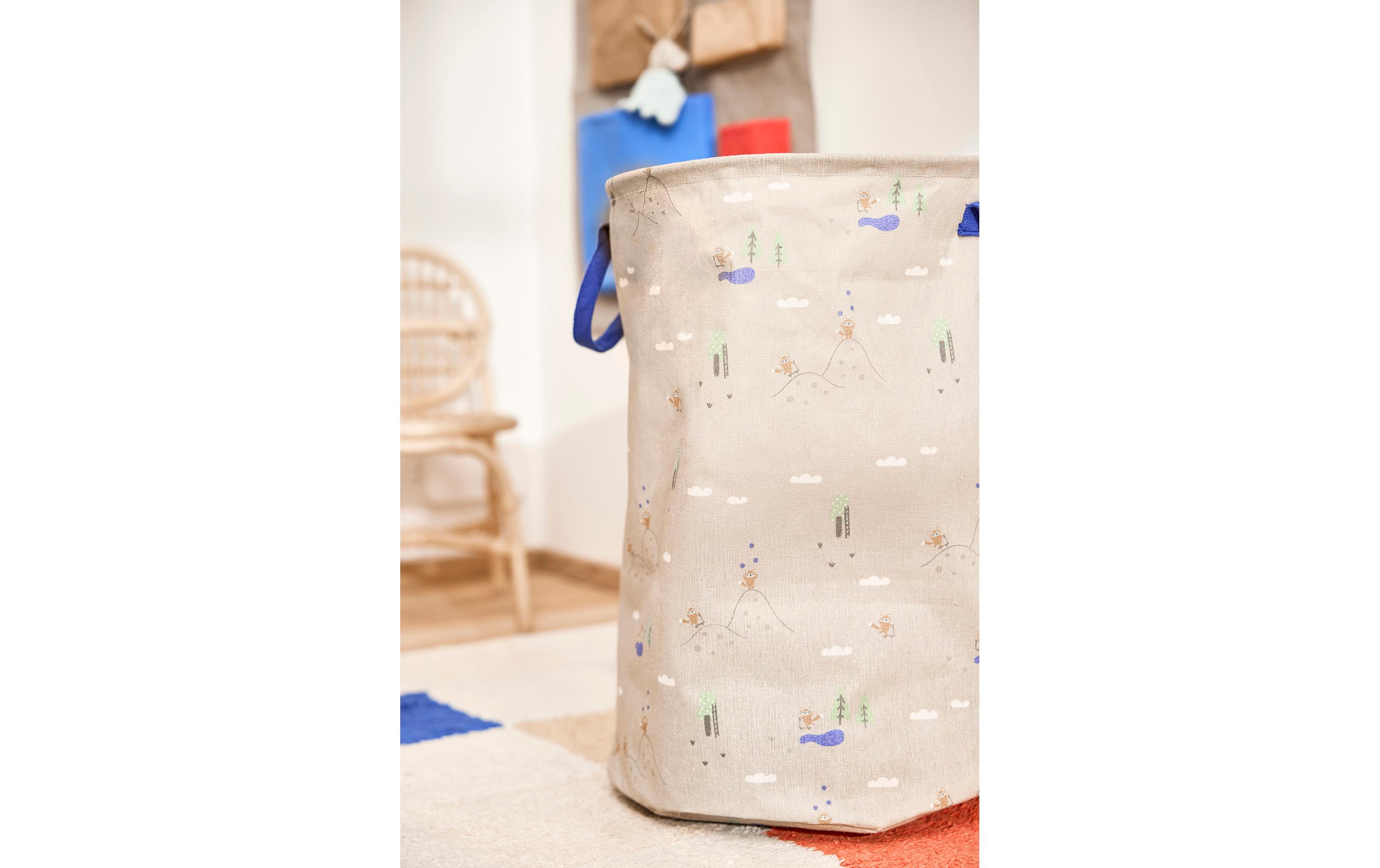 Spielzeugkorb Foxy 38 x 54 cm, Beige, BlauWäsche-/Aufbewahrungskorb mit Henkel