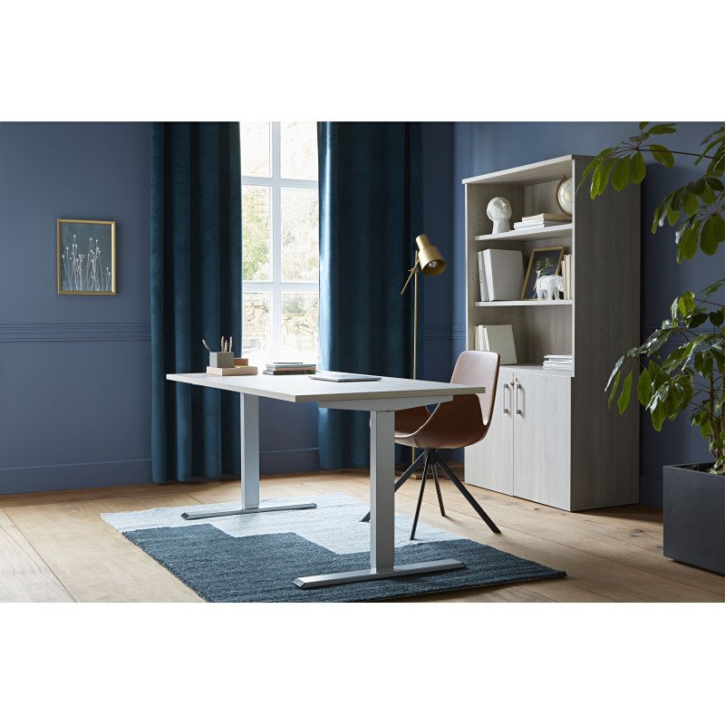 Bibliothèque bois avec portes basses Ecla H 182 x L 100 x P 46 cm
