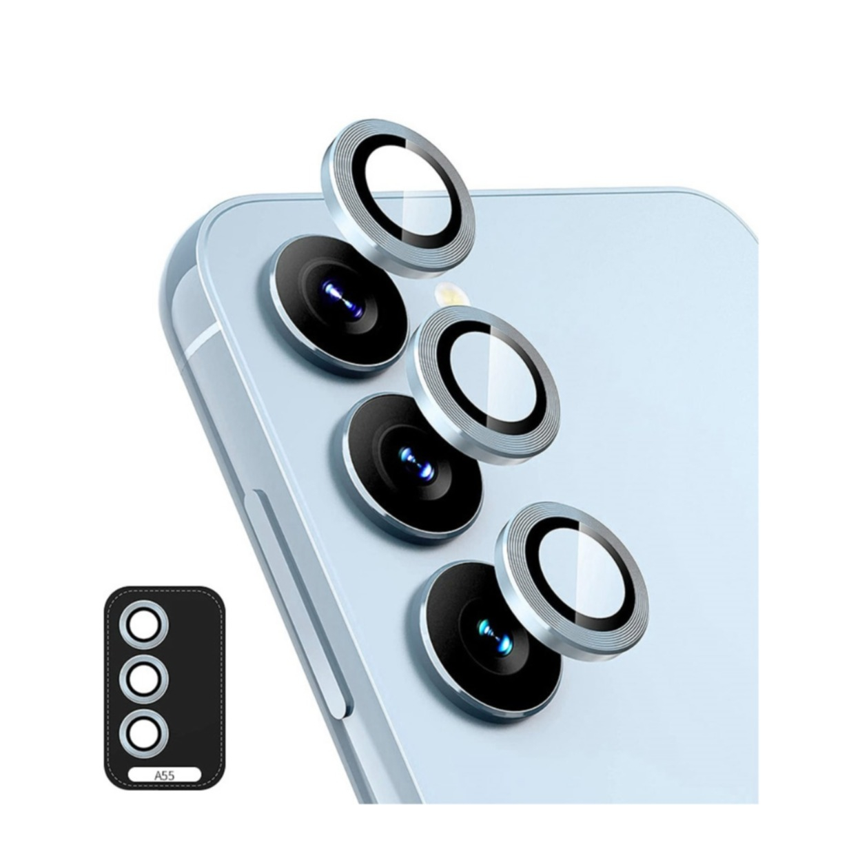 Samsung Galaxy A55 Kameraschutz Objektiv Ring Protector Abdeckung - Blau