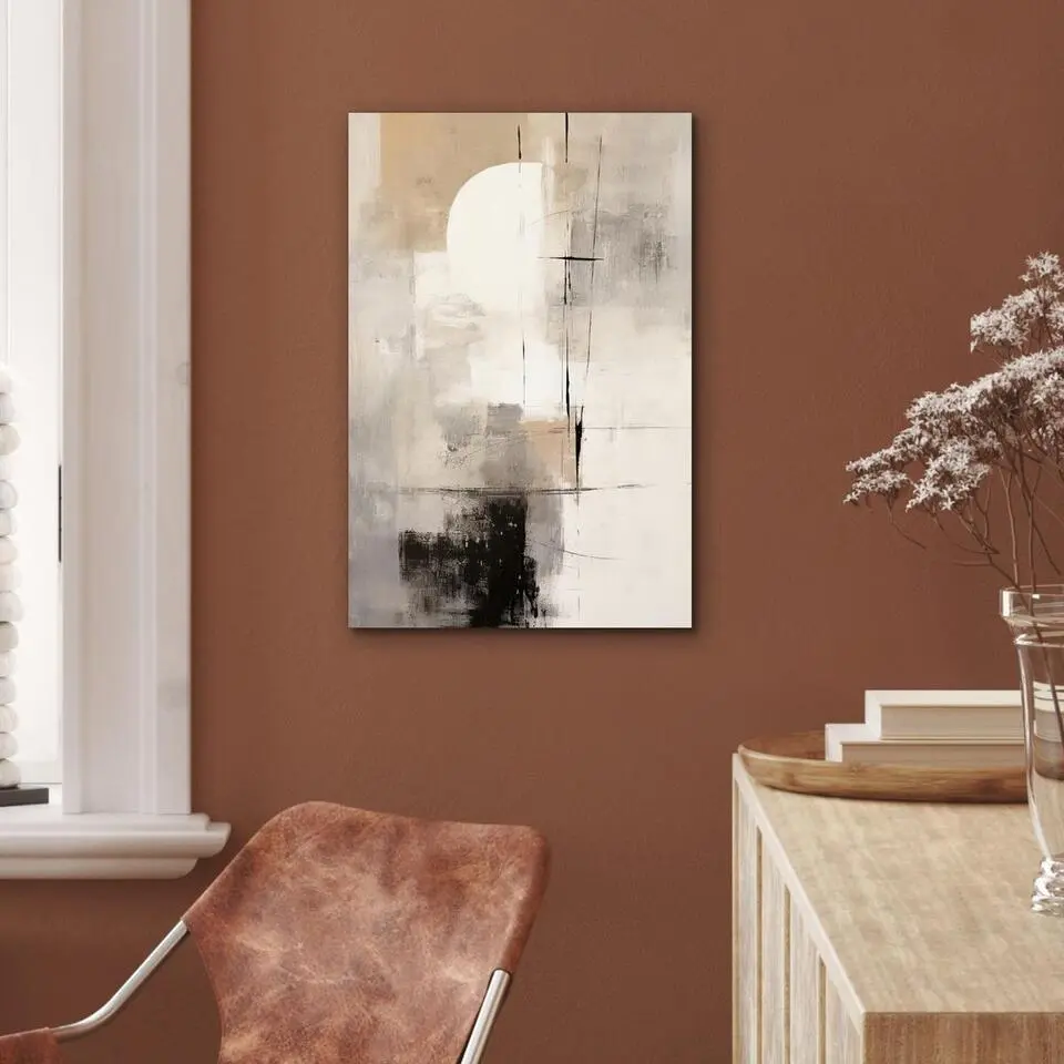 MuchoWow Aluminium Schilderij 40x60cm Abstract Kunst Grijs