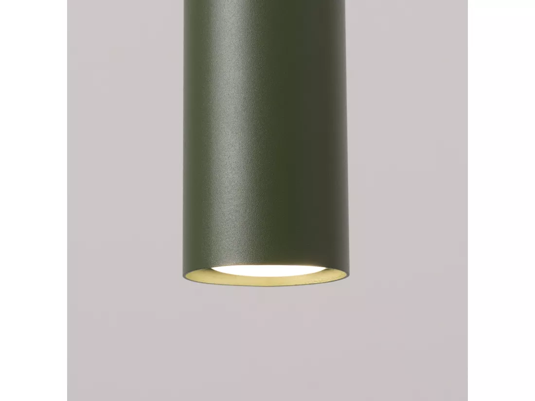 Lampe à suspension Lagos grenier en acier - 3 sources lumineuses - L.45 x H.98 cm - vert olive