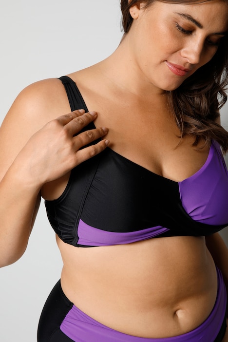 Bikini, Zweiteiler, Softschalen, zweifarbig, Drapierung