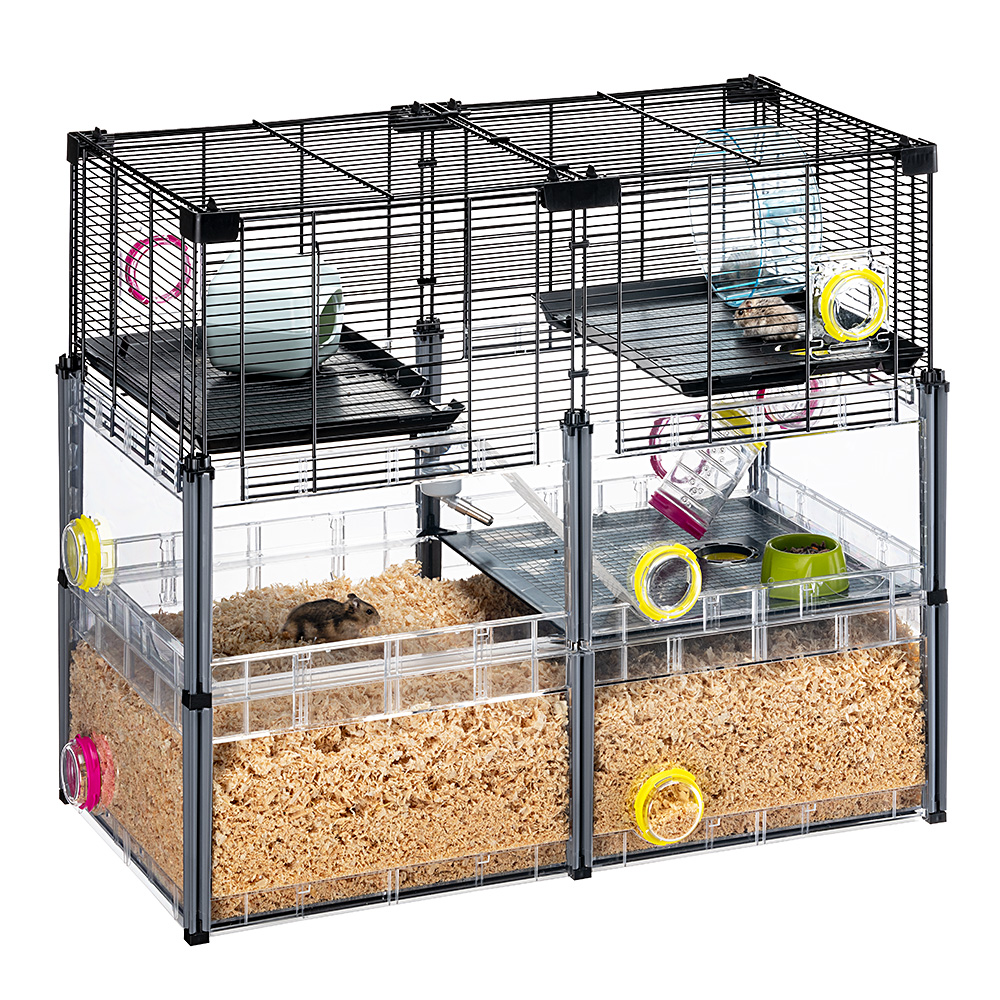 Ferplast - cage hamster - cage souris - cage hamster grande - grillage métallique - avec accessoires - modulaire - multipla