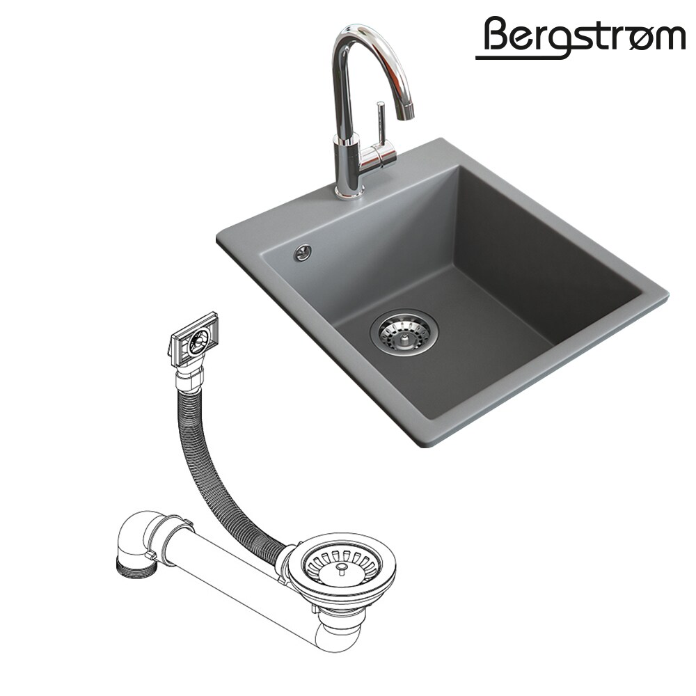 Bergström Granit Spüle Küchenspüle Einbauspüle Spülbecken 425x500mm Grau