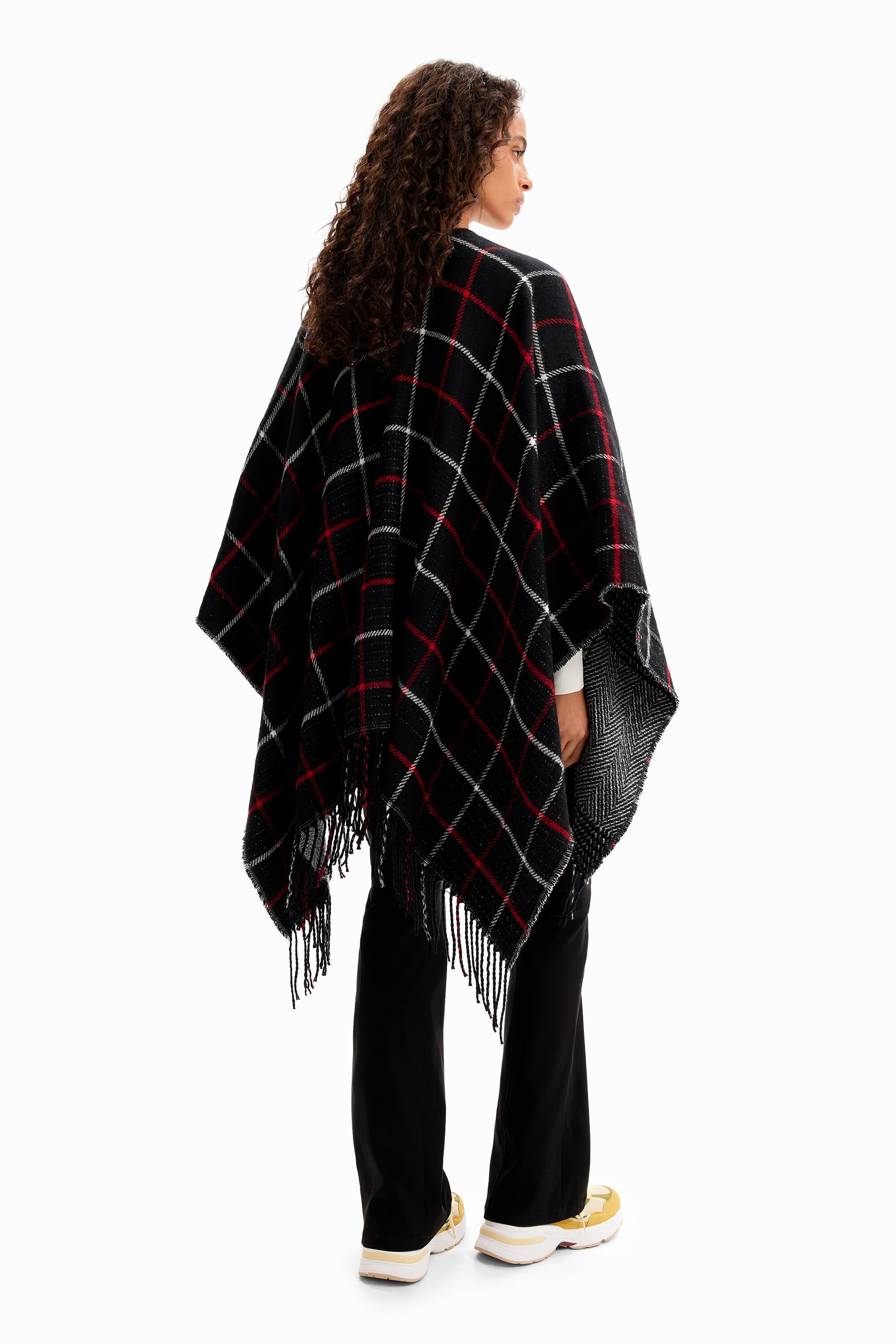 Poncho réversible carreaux