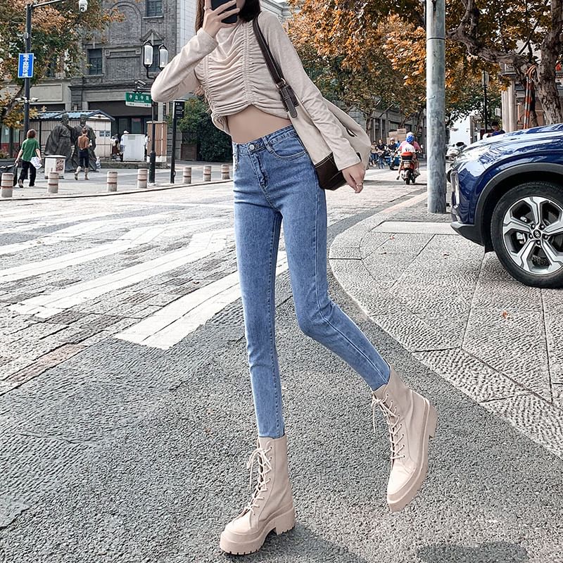 Denimot - High Waist Washed Skinny Jeans (Diverse designs)