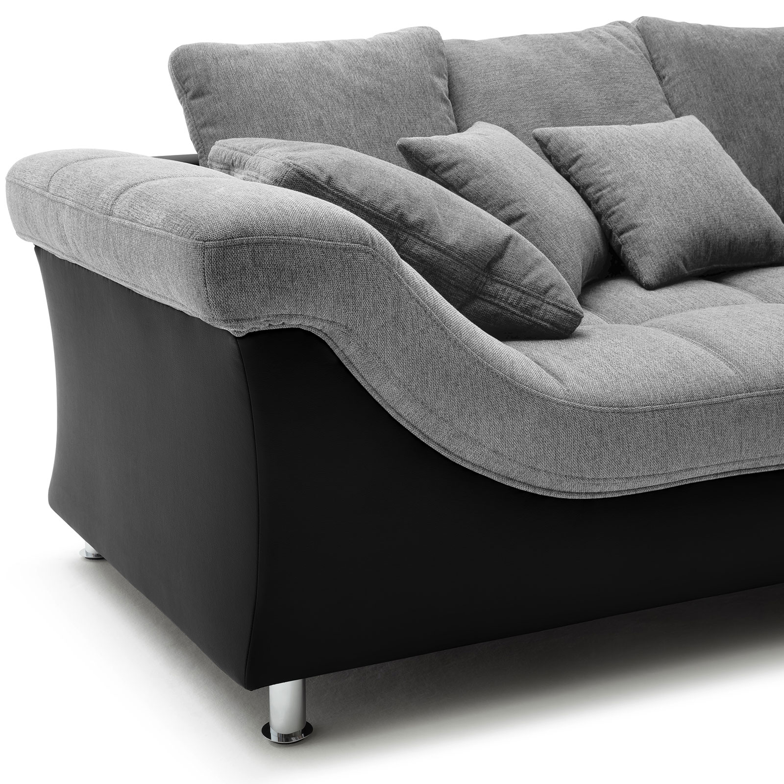 Ecksofa - grau-schwarz - beidseitig montierbar