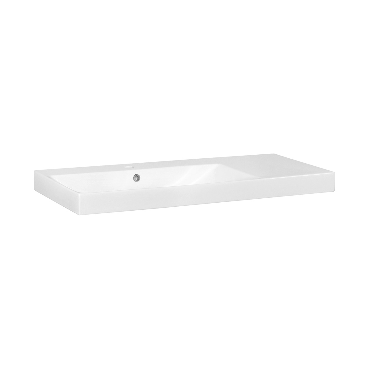 Brauer Aurora wastafel keramiek 100cm links met kraangat wit glans