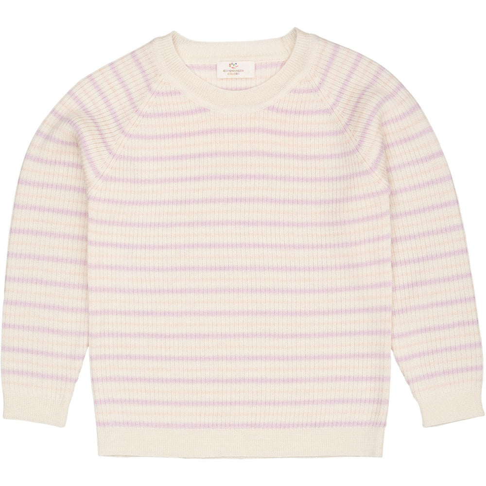 Køb COPENHAGEN COLORS Cream/Lavender/Dusty Rose Combi Merino Classic Rib Bluse