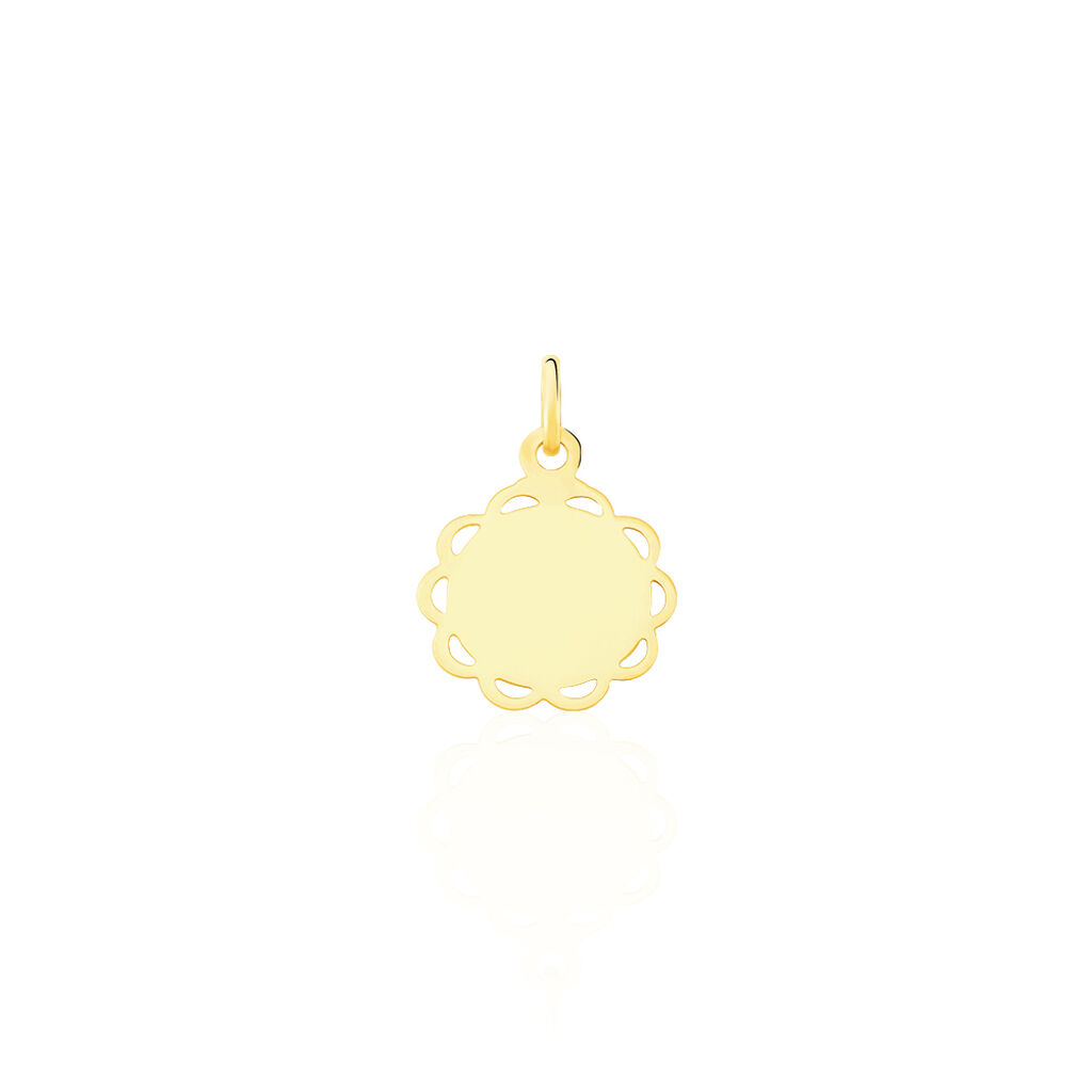 Pendentif Vierge Rond Dentelle Or Jaune