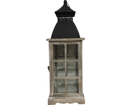 Houten lantaarn, zwart, 18 x 18 x 53,5 cm