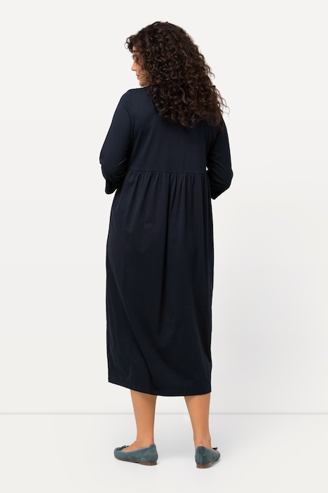 Jerseykleid, A-Linie, Empirenaht, Rundhals, 3/4-Arm