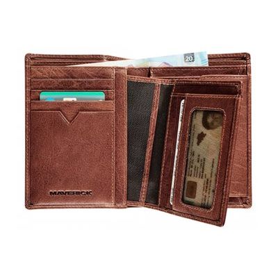 Maverick Rough Gear - Portefeuille - RFID, with removable cardholder - cuir de buffle pleine fleur à tannage végétal - brun