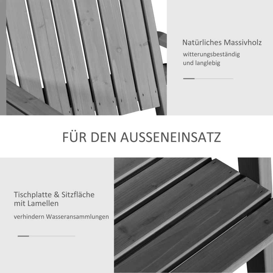 Outsunny Gartenbank mit Tisch grau