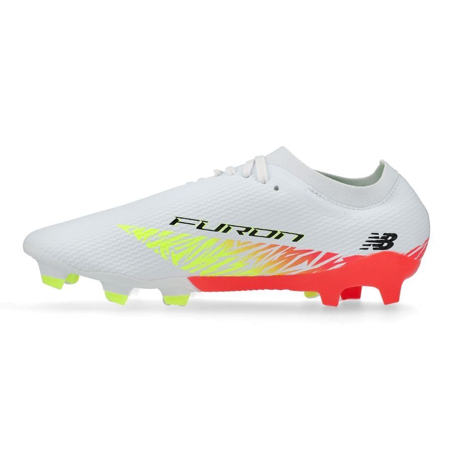 New Balance Furon V8 Team FG Flash Point - Blanc/Rouge/Argenté