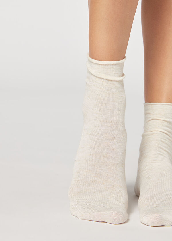 Meias curtas com cashmere e glitter