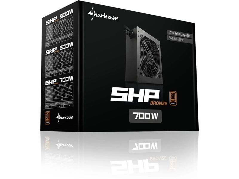 Sharkoon Netzteil SHP Bronze 700 W ATX-Netzteil mit 120-mm-Lüfter