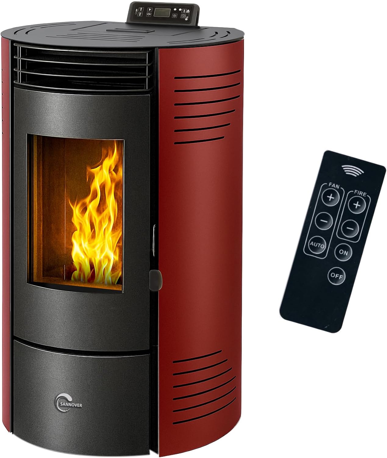 Sannover Azora Pelletofen wasserdicht 11,6 kW Bordeaux