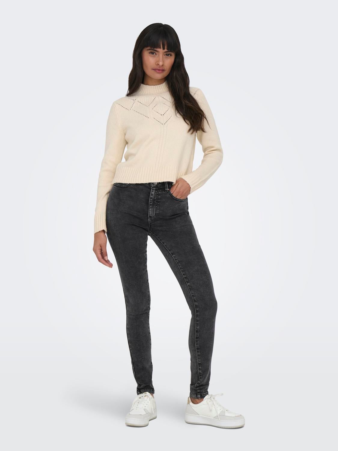 ONLFOREVER Hohe Taille Skinny Fit Jeans Washed Black