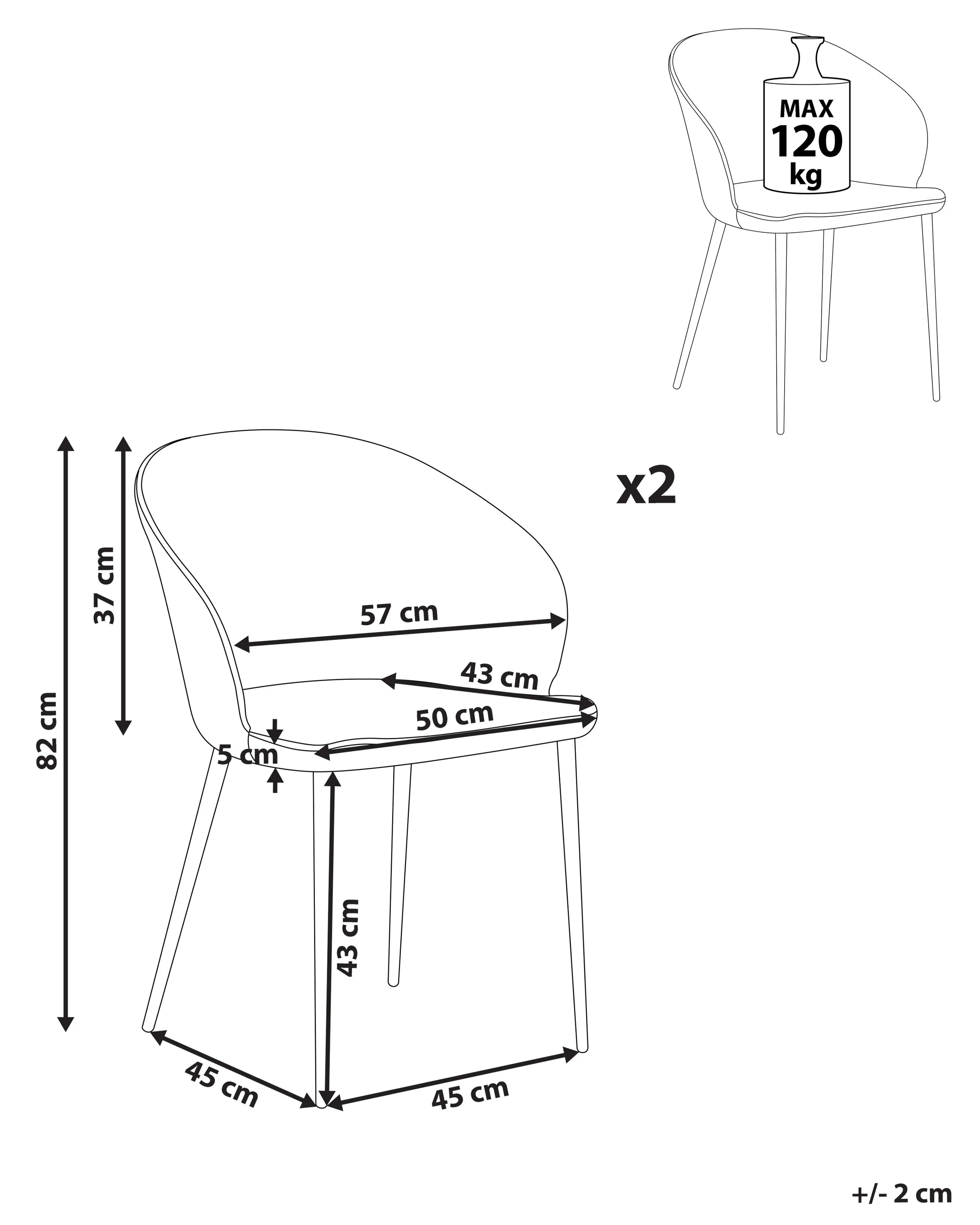 Set van 2 eetkamerstoelen MASON Bouclé Gebroken wit