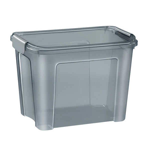 Cep Boîte de rangement polypropylène avec couvercle et poignées clips - 18 Litres - Gris translucide