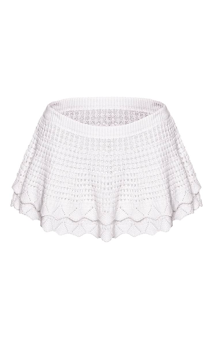 Crème Mini-jupe En Crochet Double Épaisseur