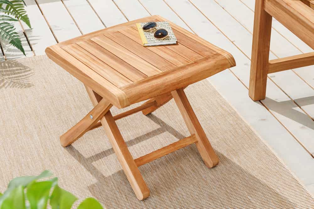 Massiver Beistelltisch EMPIRE TEAK 45cm natur Teakholz wetterfest