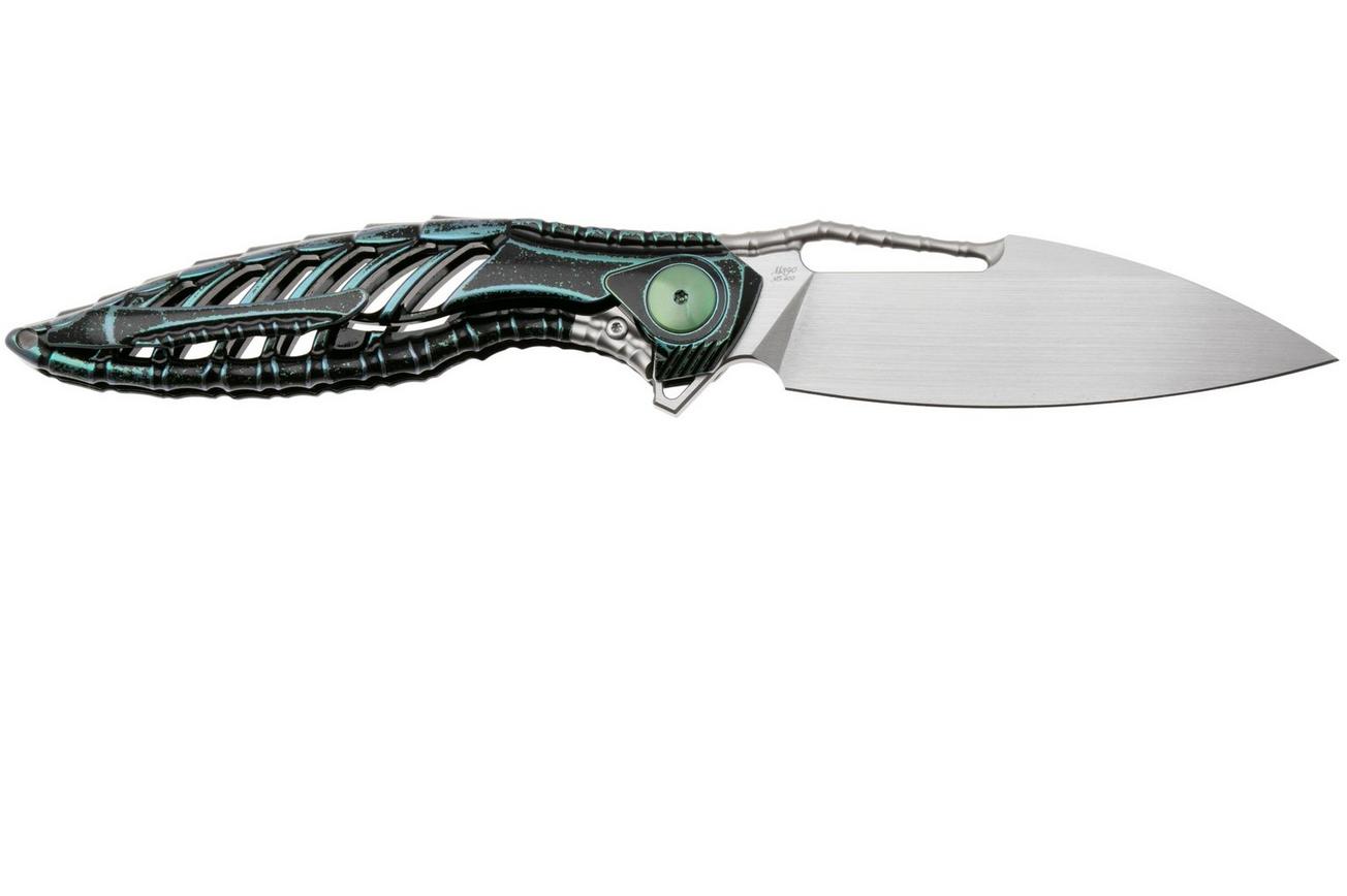 Rike Knife Thor6-M-BG Satin Böhler M390, Black Green Titanium, zakmes