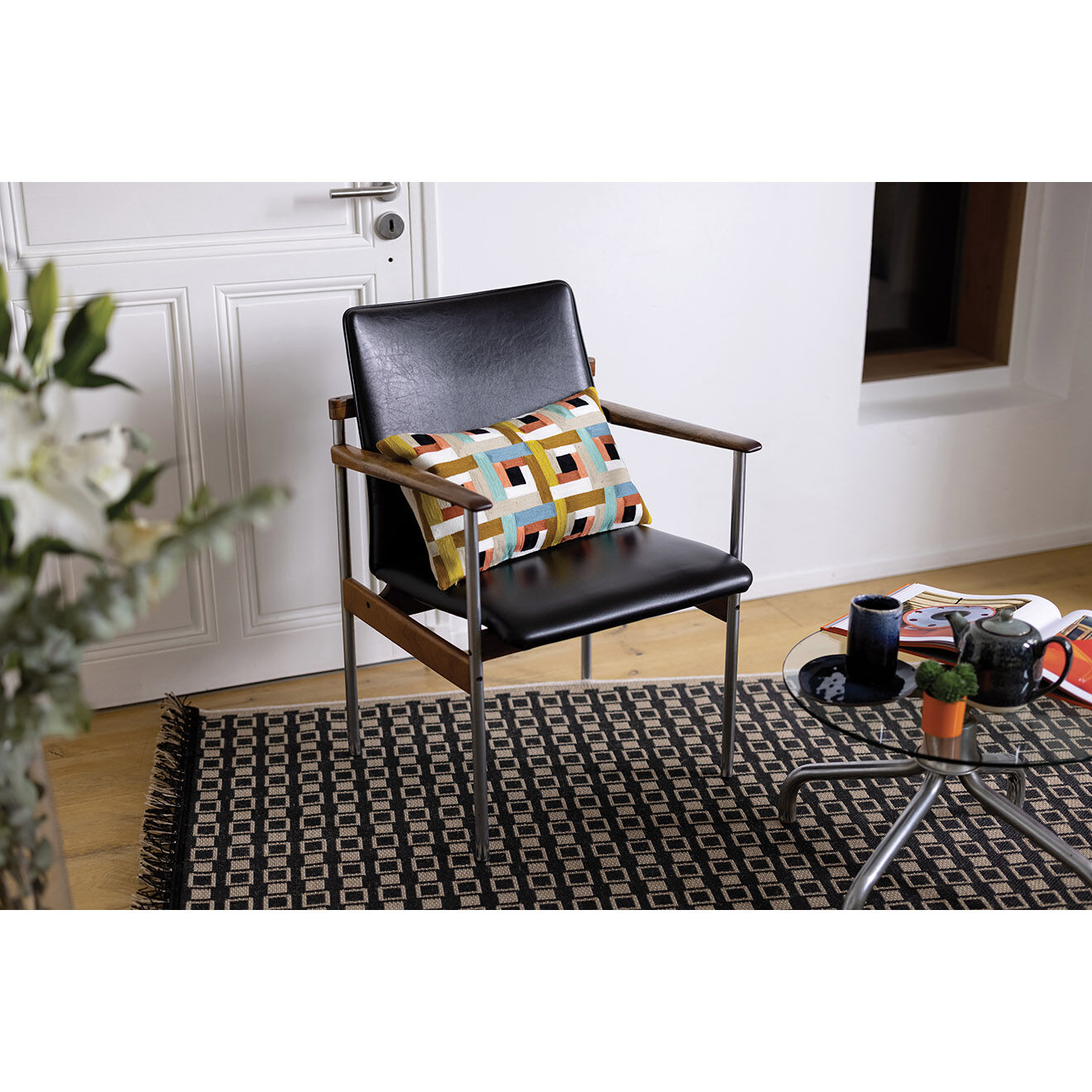 Vivaraise Coussin brodé Délia multicolore - 40x65 cm